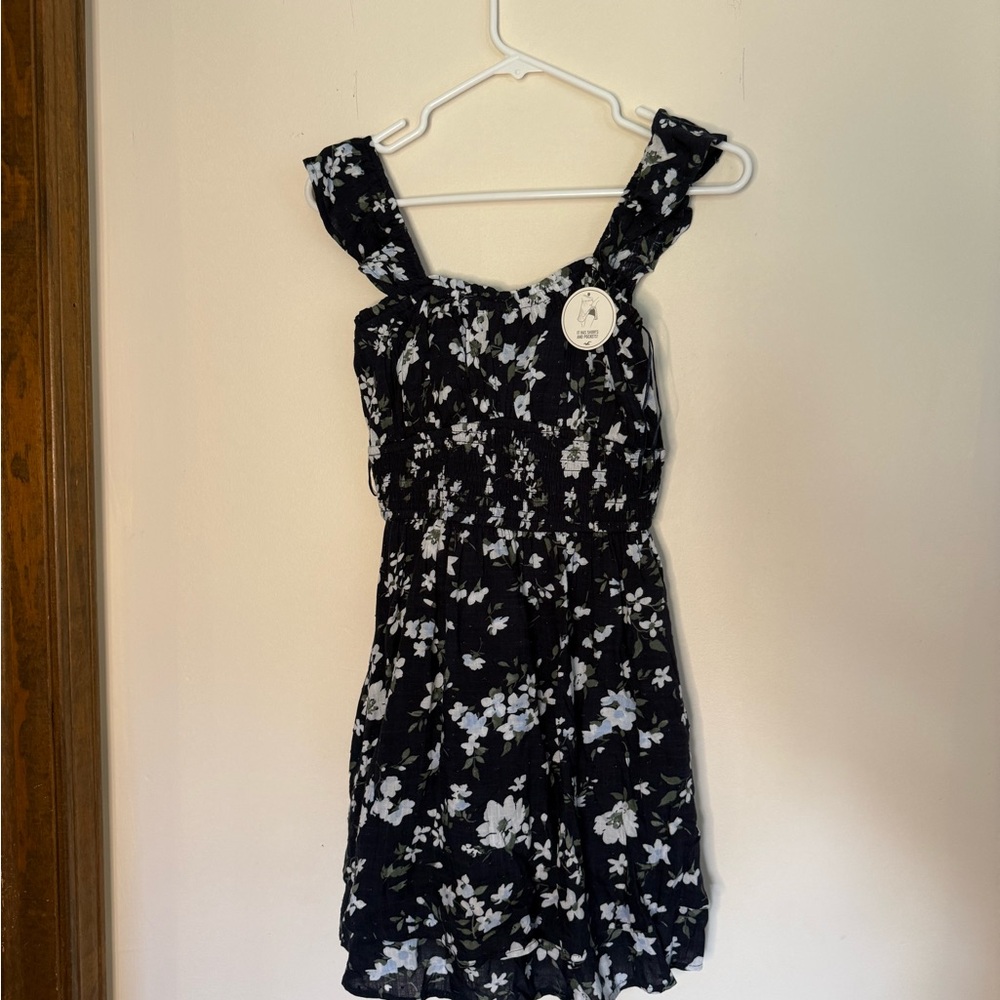 Hollister Black and White Floral Romper Dress